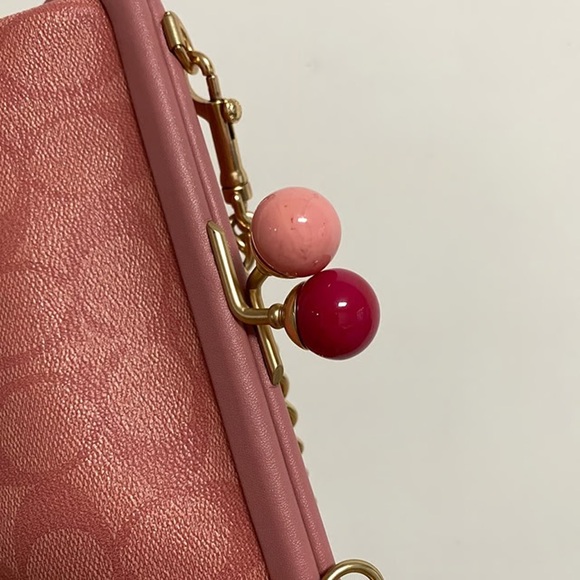 Coach Pink Clutch with Gold Accents